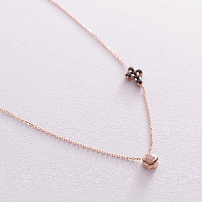 Золотое колье с крестиком (фианиты) кол02111