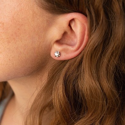 Золоті сережки - пусети з діамантами сб0038cha №2