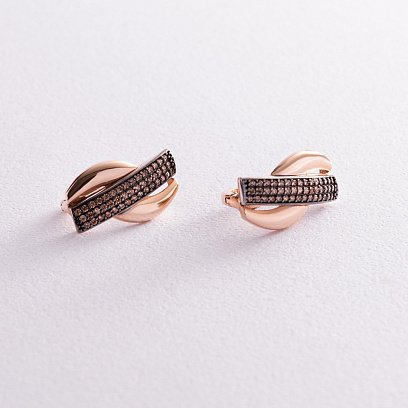 Золотые серьги с жёлтыми фианитами с04526