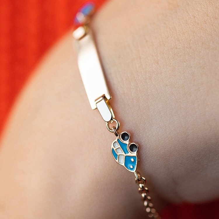 Золотий дитячий браслет "Смайлик" для гравіювання б04732 від ювелірного магазину Онікс - 3