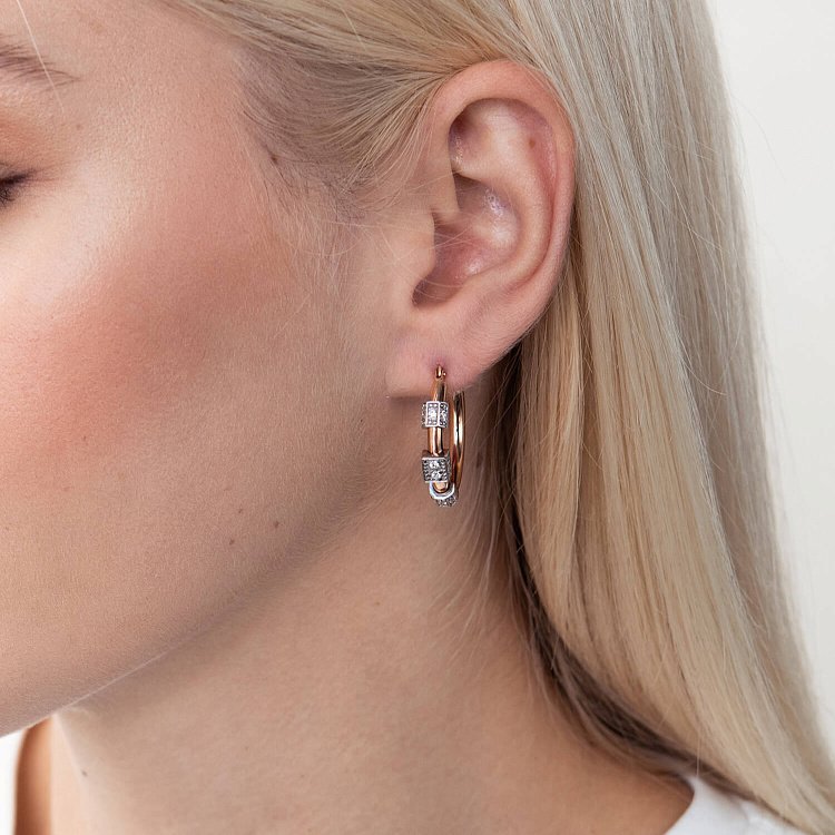 Золоті сережки - кільця з фіанітами с05310 від ювелірного магазину Онікс - 3