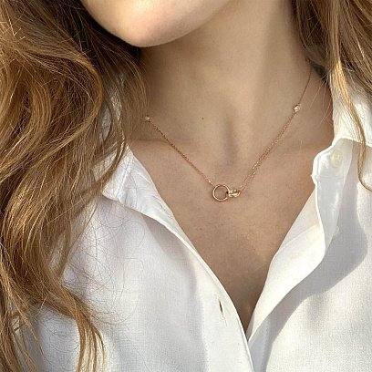 Золотое колье "Кольца" с фианитами кол01498 №4