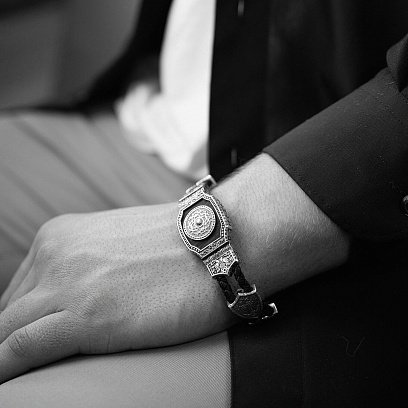 Срібний браслет "Вірменська Зірка" (ебенове дерево) 817 №8