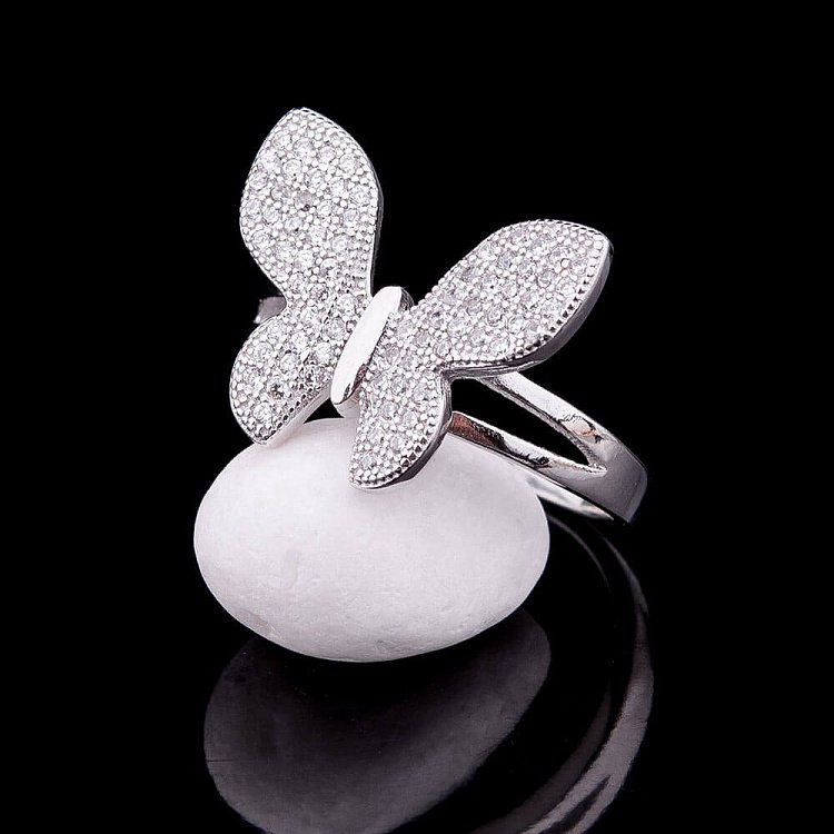 Срібний перстень "Метелик" з фіанітами 111724 від ювелірного магазину Онікс - 6