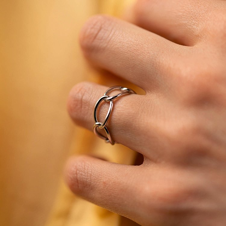 Кольцо "Цепочка" в белом золоте к07451 от ювелирного магазина Оникс - 10