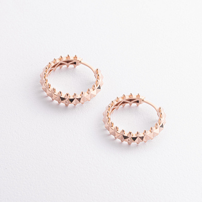 Сережки - кільця в червоному золоті с09031 №3