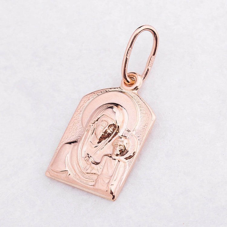 Золотая подвеска "Икона Божией Матери Казанской" п01184 от ювелирного магазина Оникс - 2