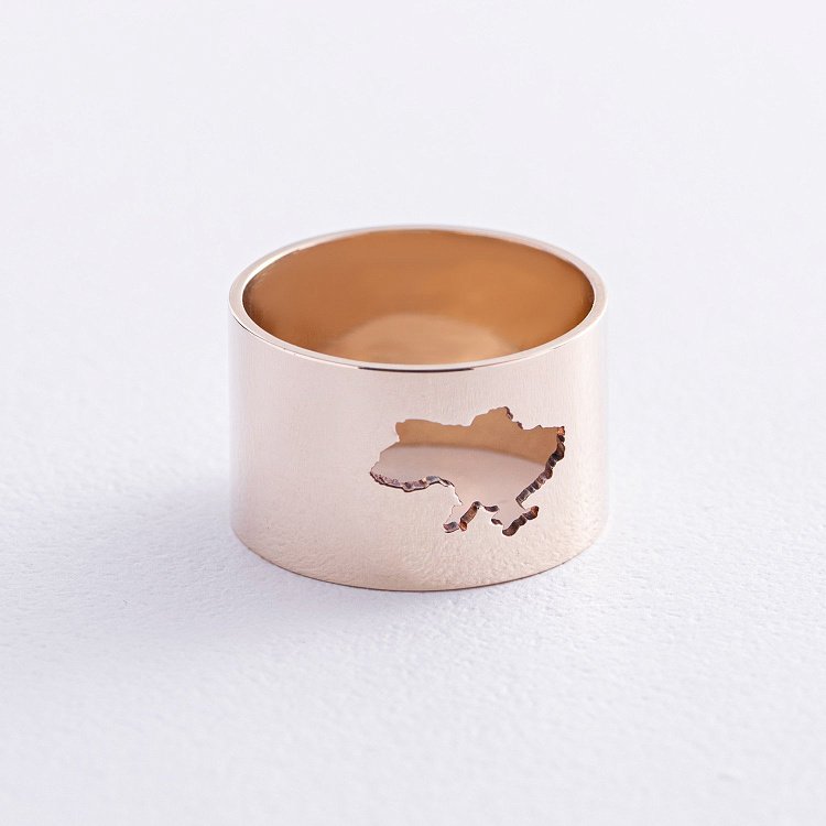 Кольцо "Моя Украина" в желтом золоте к07038 - 7 Кольцо "Моя Украина" в желтом золоте к07038 от ювелирного магазина Оникс - 7