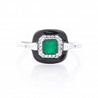 Серебряное кольцо (эмаль, фианит, изумруд, кварц) 112175 от ювелирного магазина Оникс - 2