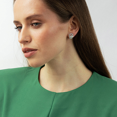 Сережки в білому золоті (діаманти) сб0693cha №4