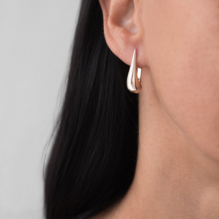 Серьги "Капельки" в красном золоте (3.1 см) с06420 от ювелирного магазина Оникс - 2