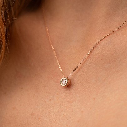 Золоте кольє з одним фіанітом кол01641 №4