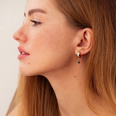 Серьги "Кубики" в желтом золоте с08901 №4