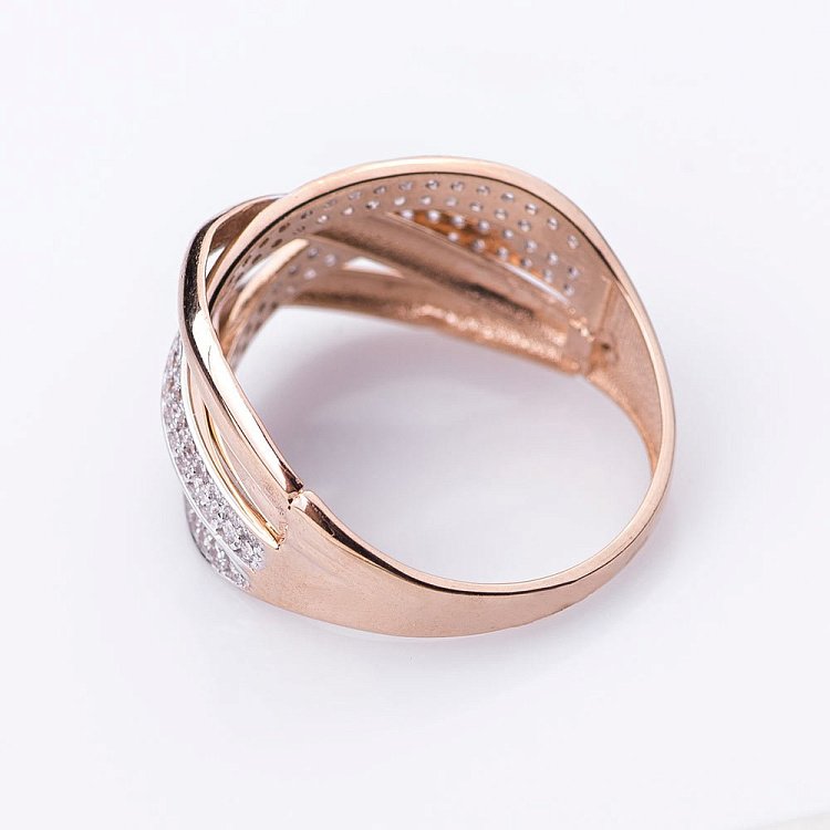 Золотое кольцо с фианитами к04957 от ювелирного магазина Оникс - 1