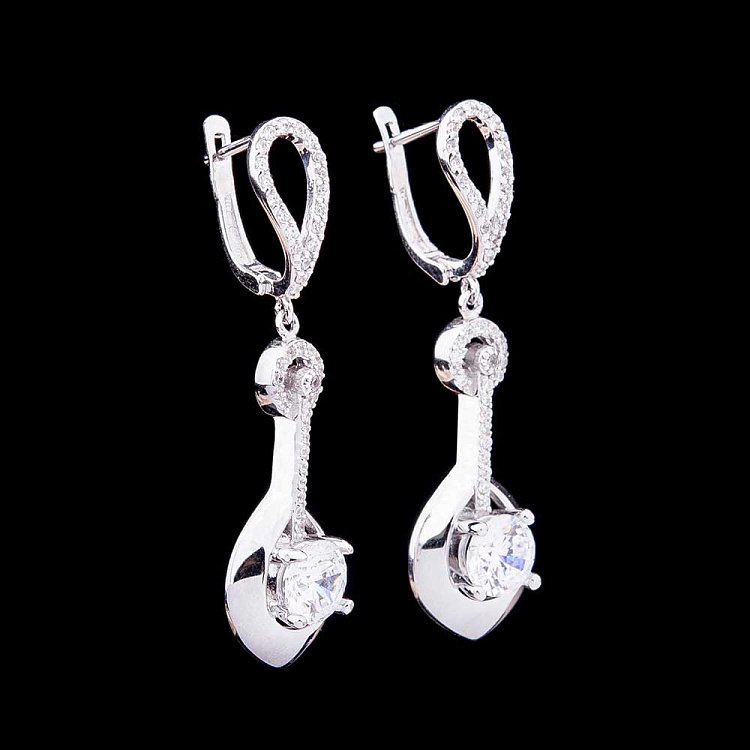 Золоті сережки з фіанітами с02277 від ювелірного магазину Онікс