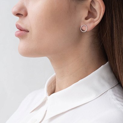 Золоті сережки з діамантами сб0335di №2