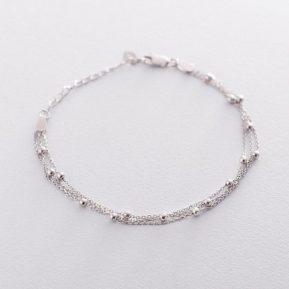 Срібний браслет з кульками (потрійний) 141389