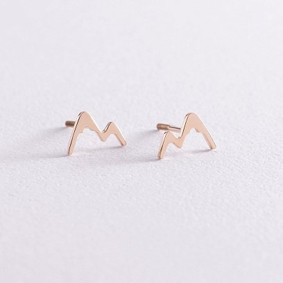 Сережки - пусети "Гори" в жовтому золоті с07573