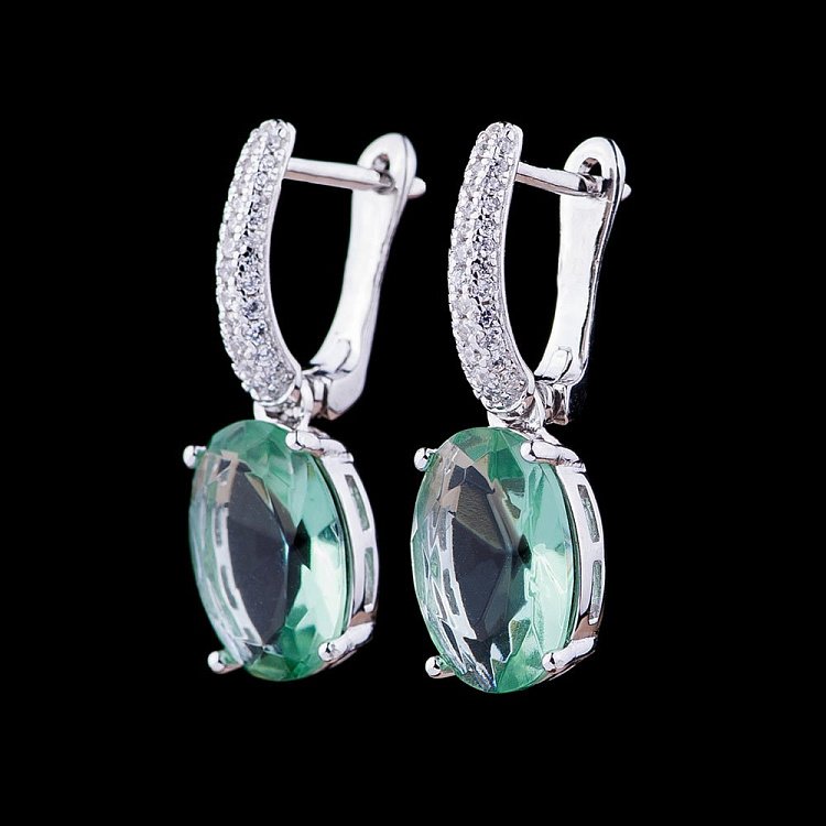 Серебряные серьги (фианиты) 122009 от ювелирного магазина Оникс - 2