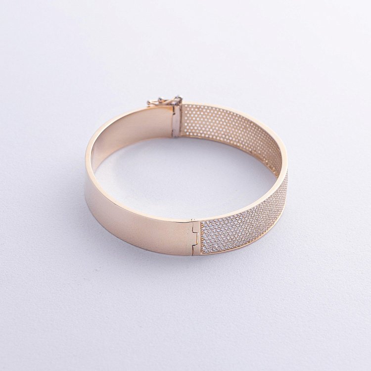 Жорсткий браслет "Maggie" з фіанітами (жовте золото) б02265 від ювелірного магазину Онікс - 2