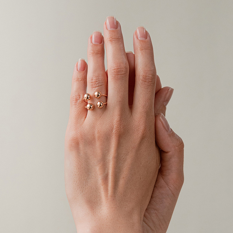 Каблучка "Кульки" у червоному золоті к08281 від ювелірного магазину Онікс - 3