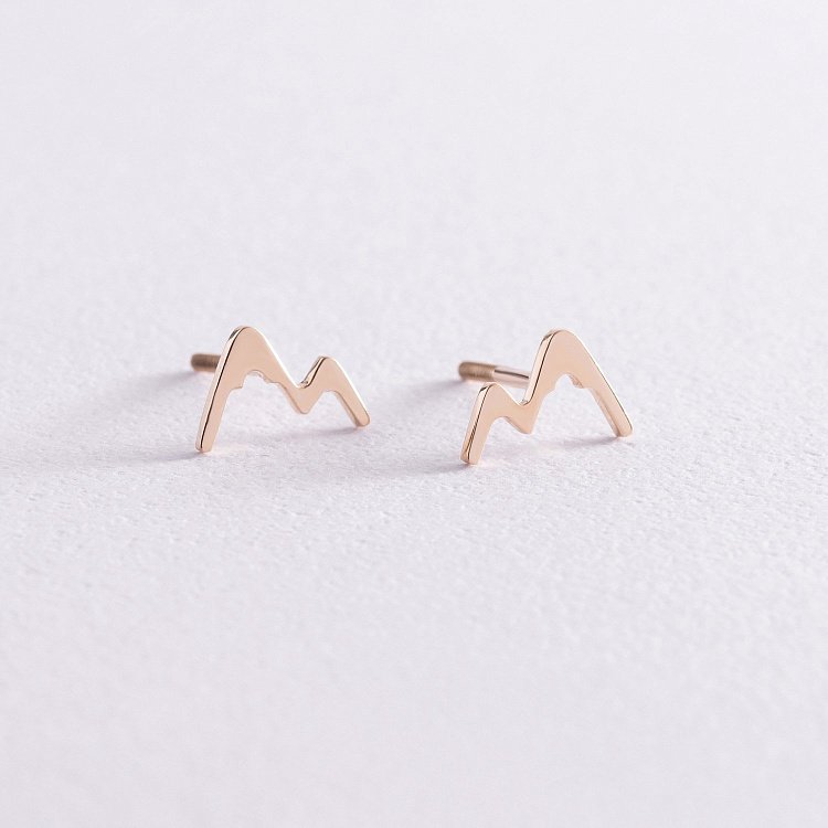 Сережки - пусети "Гори" в жовтому золоті с07573 від ювелірного магазину Онікс