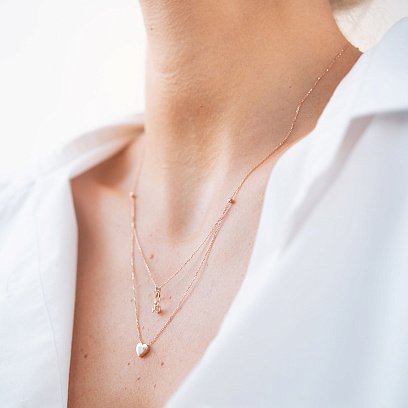 Золотое колье с помолвочным кольцом и сердцем (фианит) кол01863 №7