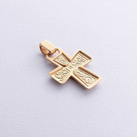Серебряный православный крестик "Спаси и Сохрани" с позолотой 131757 №2