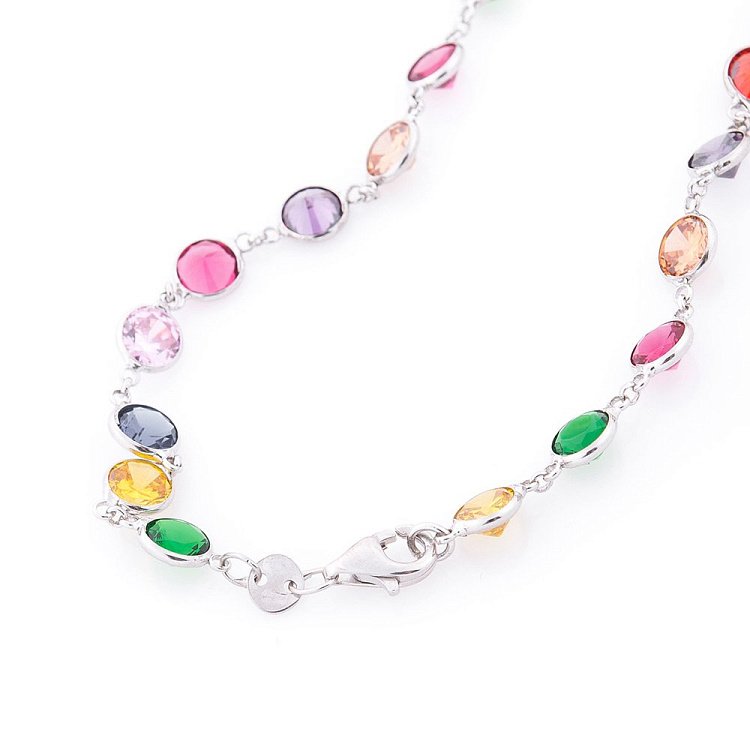 Серебряное колье с разноцветными фианитами 18195 от ювелирного магазина Оникс - 4