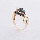 Золотое кольцо "Пантера" (черные фианиты) к04931 от ювелирного магазина Оникс