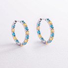 Серебряные серьги - кольца с голубыми и желтыми фианитами OR126610 от ювелирного магазина Оникс