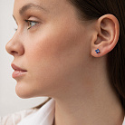 Золотые серьги - пусеты (бриллианты, сапфиры) сб0622lg от ювелирного магазина Оникс - 1