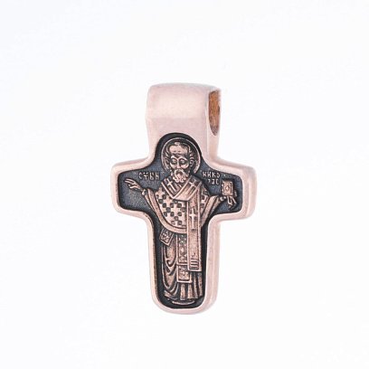 Золотий православний хрест "Спас Нерукотворний. Святитель Миколай Чудотворець" п00619 №2