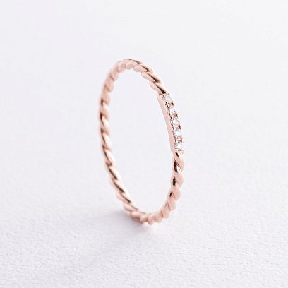 Кольцо "Мелоди" с фианитами (красное золото) к07546 №7