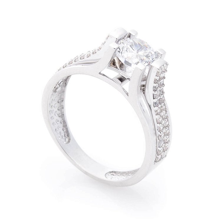 Помолвочное золотое кольцо (фианиты) к05367 Помолвочное золотое кольцо (фианиты) к05367 от ювелирного магазина Оникс