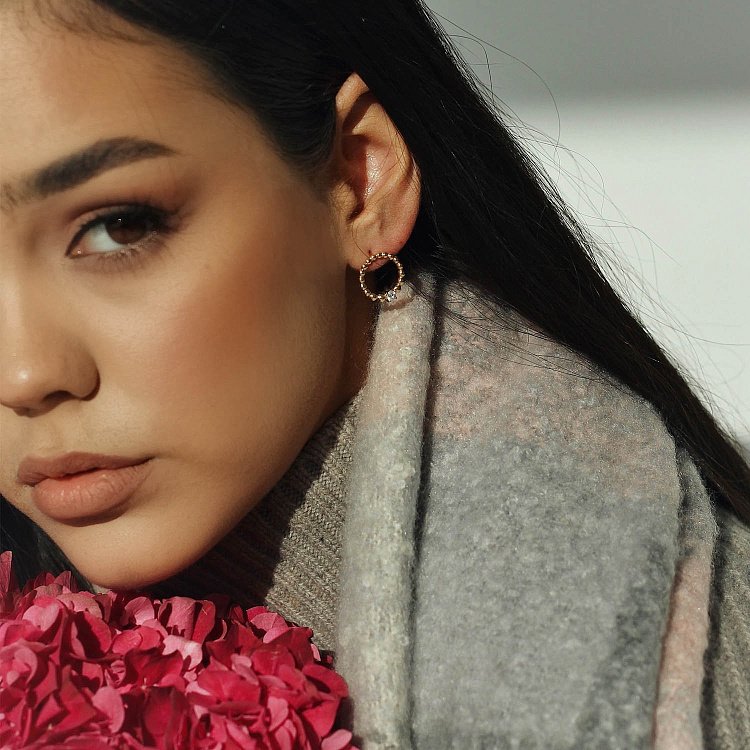 Серьги "Гармония" в желтом золоте (фианит) с06939 от ювелирного магазина Оникс - 4