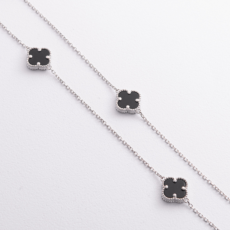 Серебряное колье "Клевер" (оникс) 181336 от ювелирного магазина Оникс - 3