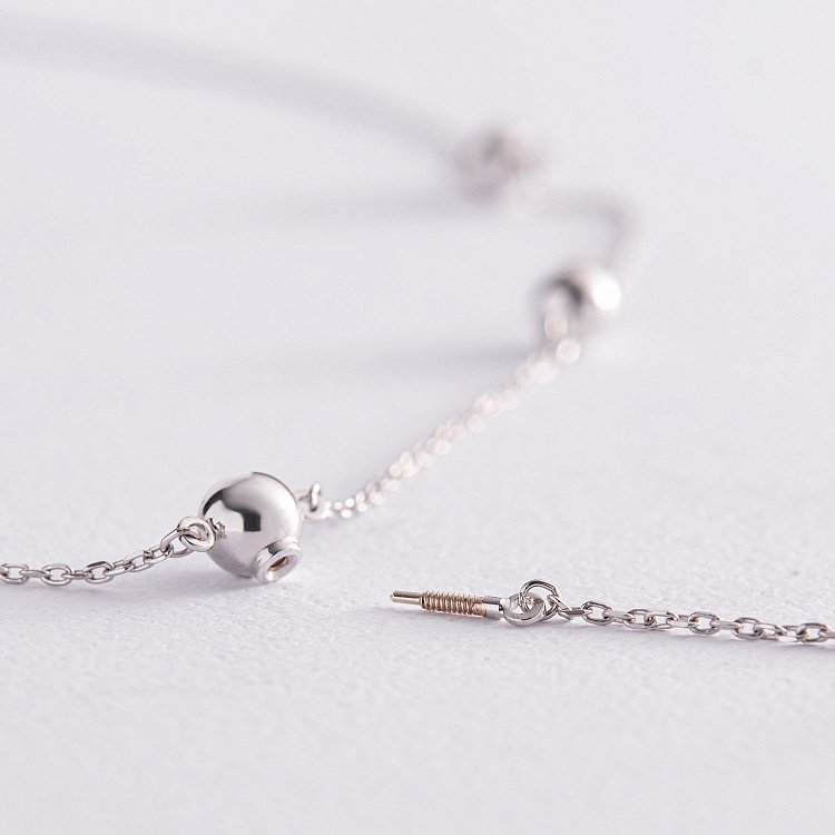 Колье - галстук "Шарики" в белом золоте (2 в 1)  кол02231 от ювелирного магазина Оникс - 7