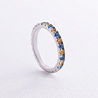 Серебряное кольцо с дорожкой голубых и желтых камней 8151 от ювелирного магазина Оникс
