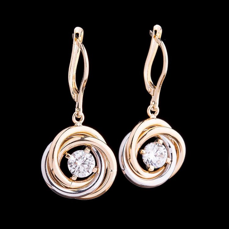 Золоті сережки з фіанітами с03830 від ювелірного магазину Онікс - 3