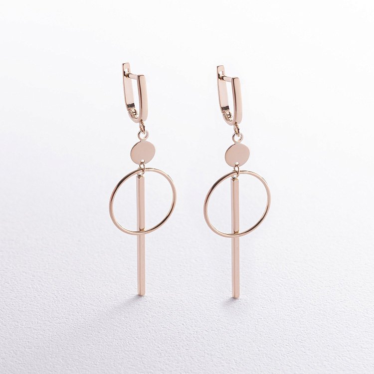 Серьги "Геометрия" в желтом золоте с08537 от ювелирного магазина Оникс