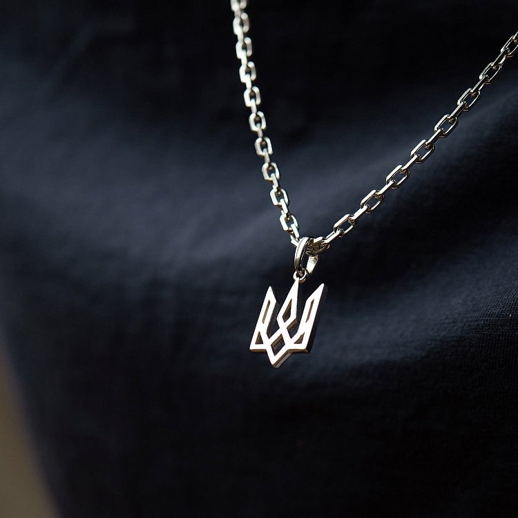 Підвіска "Герб України - Тризуб" у білому золоті п03719 від ювелірного магазину Онікс - 5