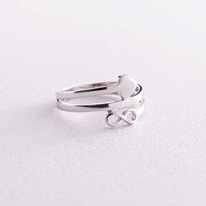 Каблучка "Сердечко і нескінченність" у білому золоті к07117 №4