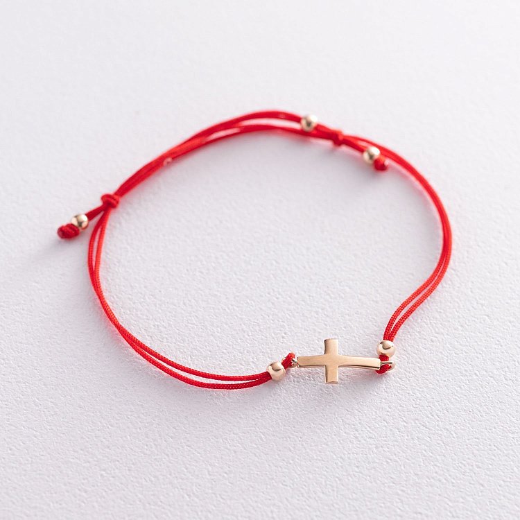 Браслет з червоною ниткою "Хрестик" б02860 від ювелірного магазину Онікс