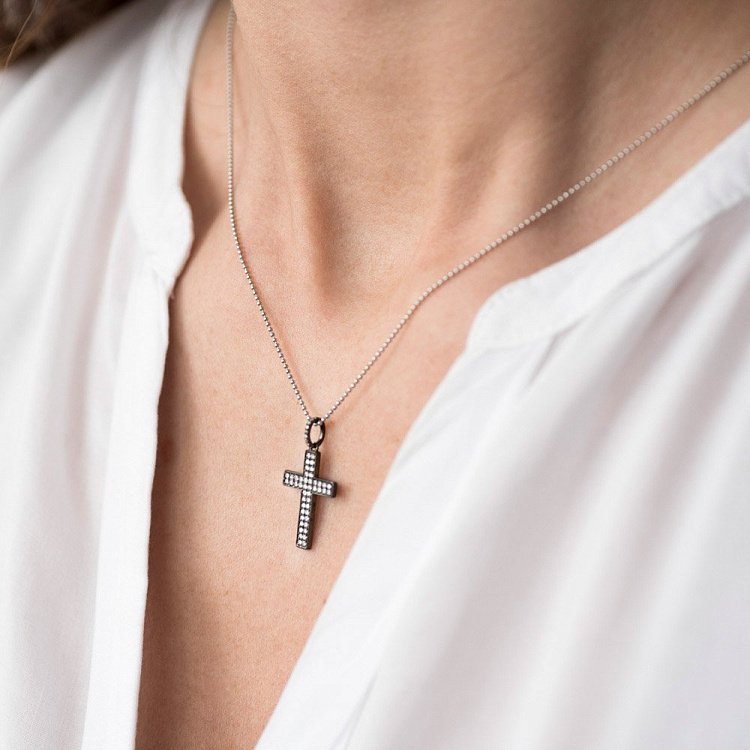 Золотий хрестик з діамантами пб0040ch від ювелірного магазину Онікс - 2