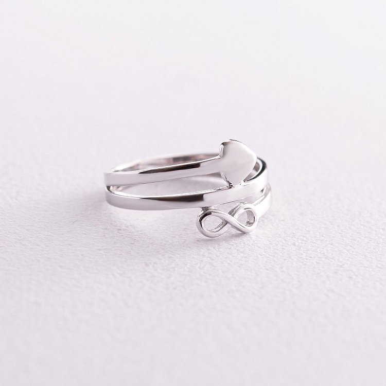 Каблучка "Сердечко і нескінченність" у білому золоті к07117 від ювелірного магазину Онікс - 3