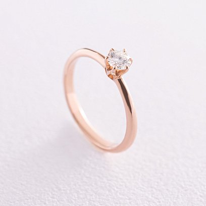 Заручальна золота каблучка з діамантом кб0415 №4