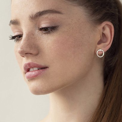 Серебряные серьги - пусеты "Удача" (фианиты) 122749 №2