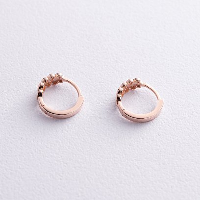 Серьги - кольца "Колоски" в красном золоте с08246 №3