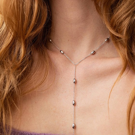 Серебряное колье - галстук 908-01312